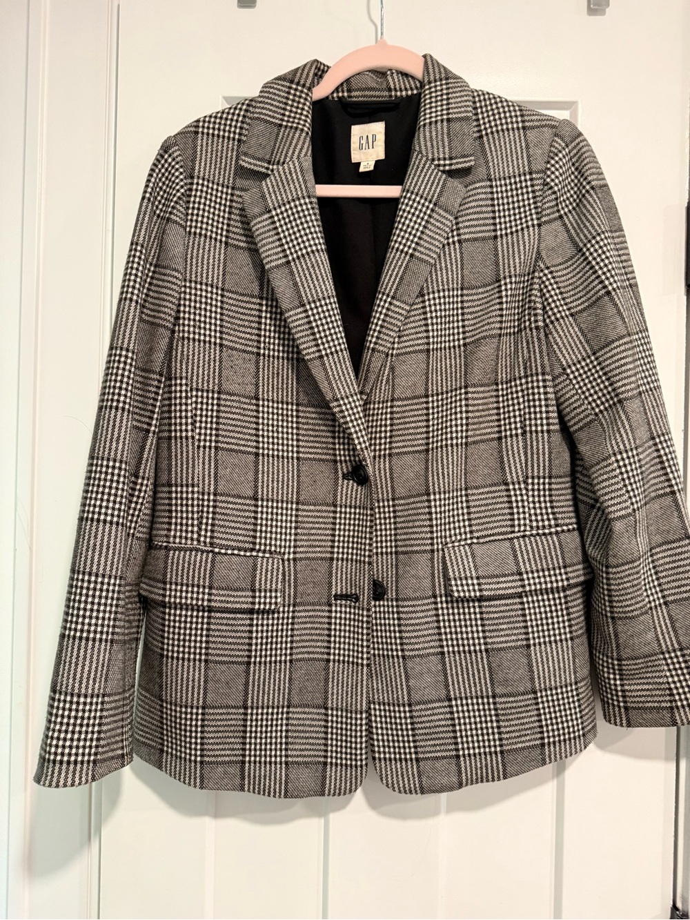 GAP Black & White Glen Plaid Blazer